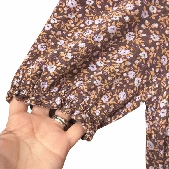 Aerie Garden Party Midi Dress Floral Relic Size M Puff Sleeve Tiered Cottagecore - Picture 9 of 12